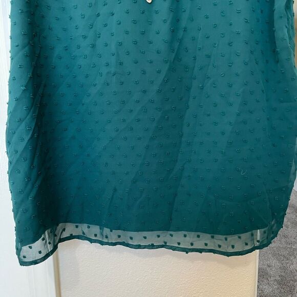 Zeagoo Teal Blouse with Beige Lace Detail - Picture 7 of 10